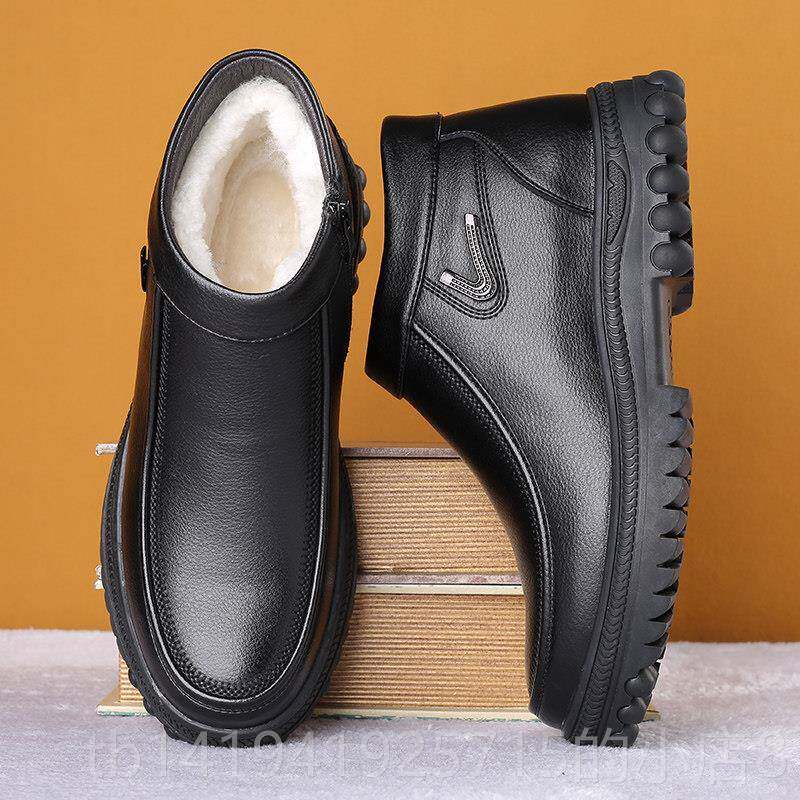 正品特大码男鞋45北冬季羊东毛雪地靴46皮毛一男靴9体加厚保暖4棉