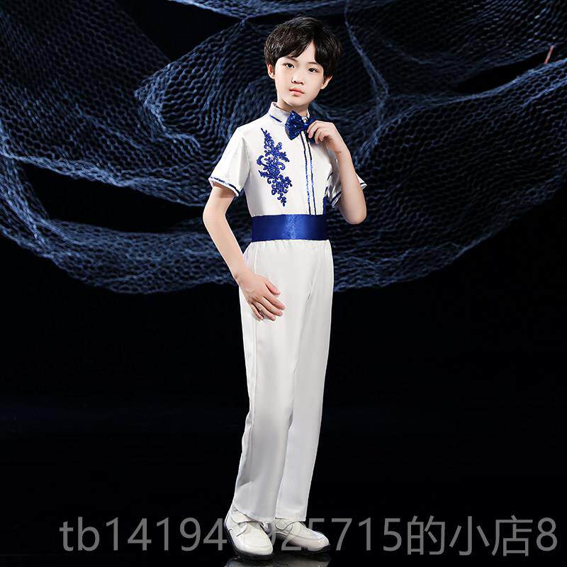 正品六一儿童合男唱诗演出服亮片纱学裙小生朗诵表演服装女童主持