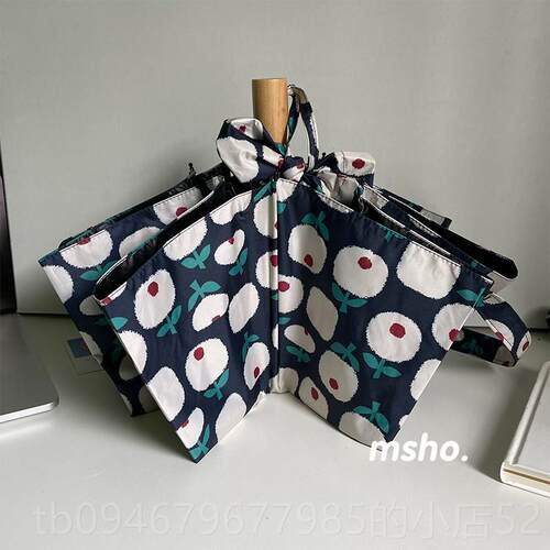 正品msho朵町蓝独家雨定制款 手动伞upf5~0+黑胶晒遮阳防女晴雨两
