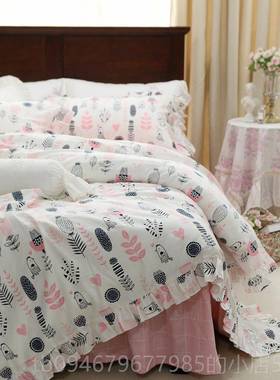 正品法边式美式公主风复古现蕾代丝叶全棉纯棉床荷裙款床上用品四