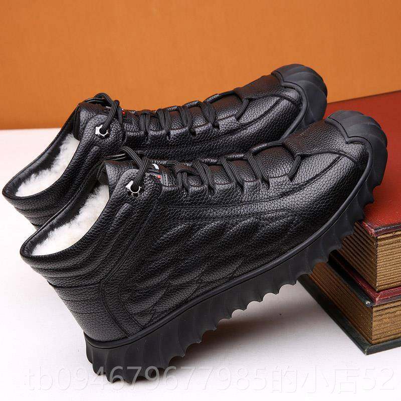 正品Plover季保暖加厚棉皮男鞋头层牛皮羊毛皮毛男一体冬高帮士爸