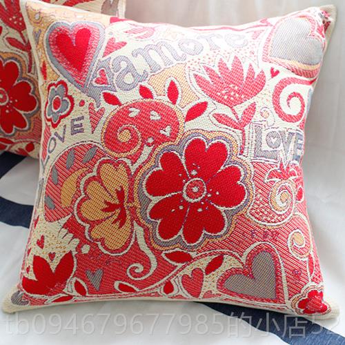 正品瑞ek典e腰lund 全棉抱 浪漫玫瑰枕靠垫办公枕喜庆婚庆节日礼