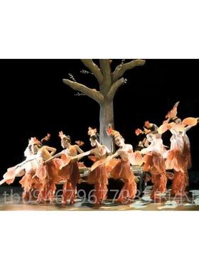 正品红色畅想舞蹈演群服女子超美舞木出棉花开装爱国红色剧目推服