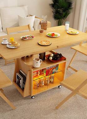 动升降茶几边几可桌面可折叠餐两用一体小户型实木多功能推桌1移