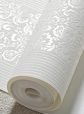 现代简约卧室3D立体客厅白色竖条纹无纺布墙纸欧式电视背景墙壁纸