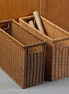 边创意塑料藤编厅茶几客置物筐健身房红酒筐文K000455X艺整理收纳