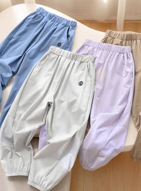 UPF50女+ 儿童尼龙网88572眼晒裤男童童收口轻防薄长裤 中 大童