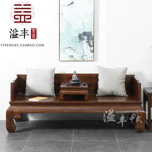现代简约罗汉床实木中式榆木贵妃榻中国风三人沙发塌炕桌床榻椅
