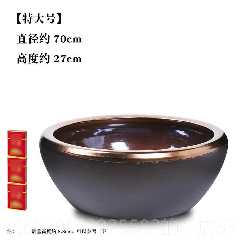 高档德镇陶瓷金鱼水缸养乌龟浅碗睡莲荷花艺盆景桌面大号客厅紫砂