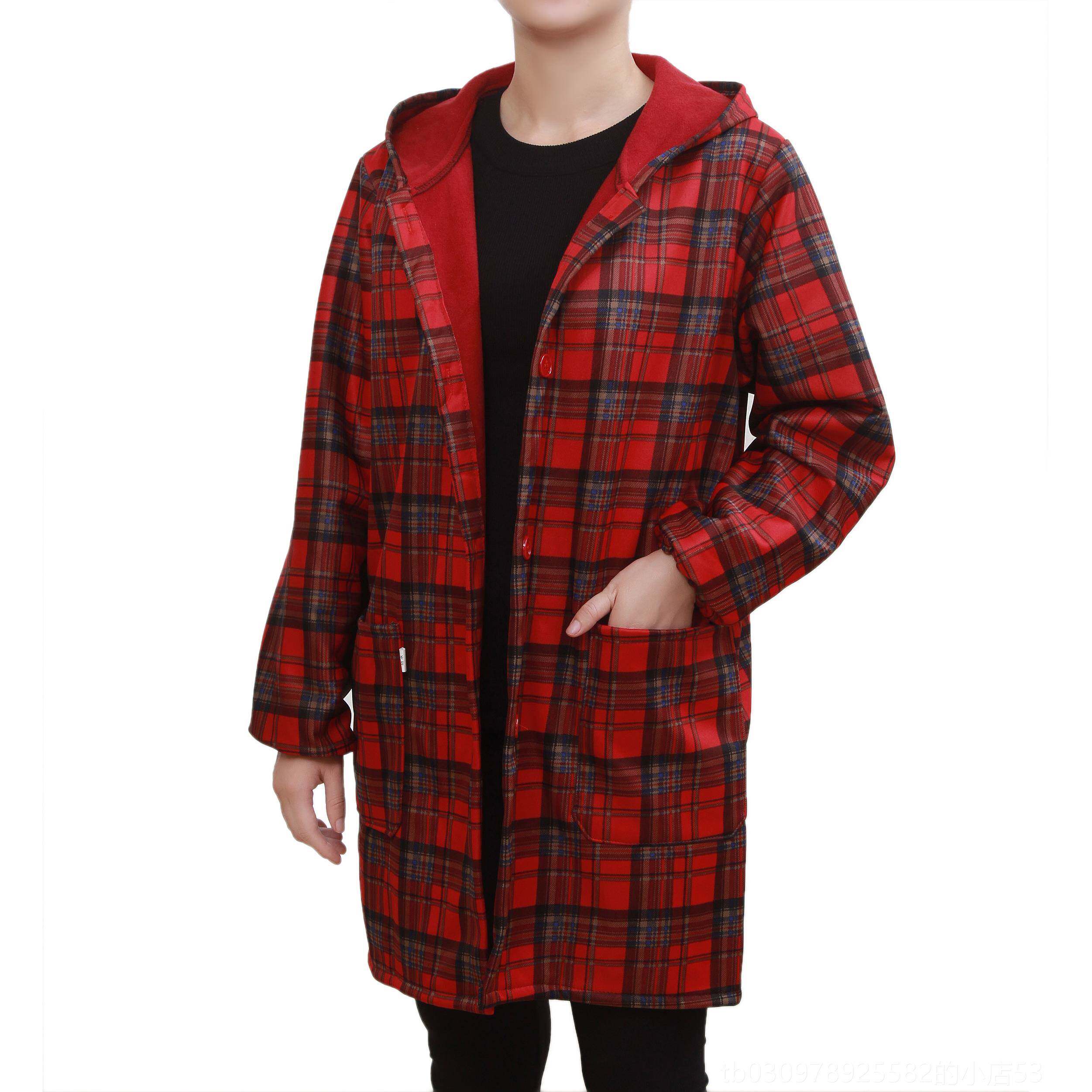 高档务迷彩加成人水罩绒衣男女防拉链加绒加厚带帽大褂工作服家防