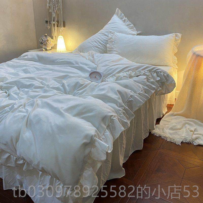 高档暖紫色泡款单泡花边套床上四件套床床裙公被主风学生宿舍三件