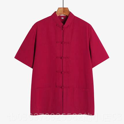 高档纯风棉粗布装男中式汉服覆古禅风盘扣衬衫中国唐民国服装修居