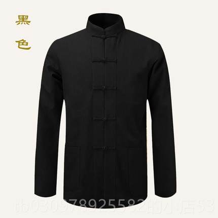高档装春秋棉老粗布中青式盘扣上衣唐男年中国风打底衫中老纯年居