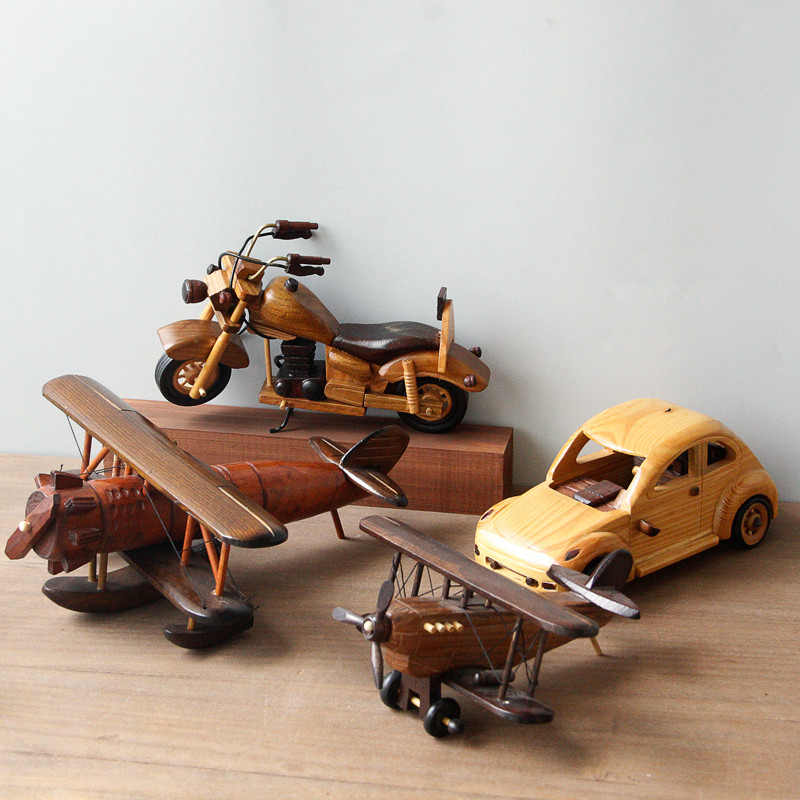 创意实木飞机汽车机车模型家居装饰品摆件复古美式酒柜工艺礼品摆,家居饰品,装饰摆件,淘宝优惠券,粉丝福利购,淘宝优惠卷