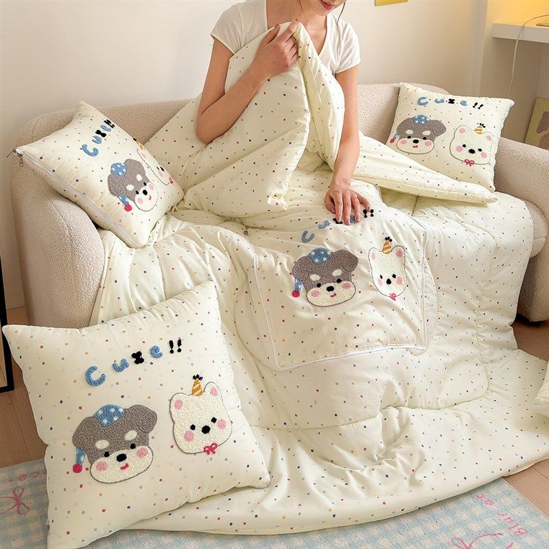 双层纱抱枕被子两用办公室午睡毯子二合一汽车载折叠靠枕头空调被,居家布艺,抱枕被,淘宝优惠券,粉丝福利购,淘宝优惠卷