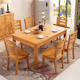 南康家具 实木餐桌椅组合小户型西餐桌简约现代橡胶木餐台饭桌