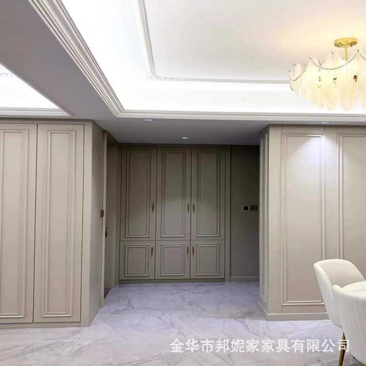 金华义乌市全屋定制衣柜厨柜美式轻奢风烤漆一门到顶隐形门工厂