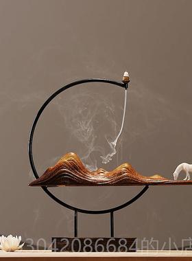 正品创意倒柜炉枯山水陶瓷玄关电视客厅桌面家居流装饰品摆香件假