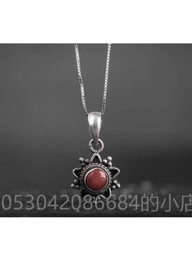 正品尼泊尔手工95饰宝石手镯吊坠 品女个性 手錬 银创2意覆古民族