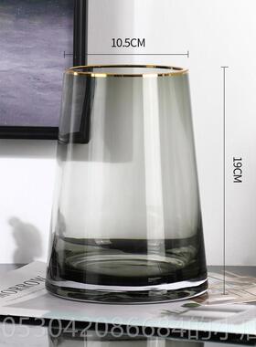 正品轻风明北描金T形透玻璃花欧奢瓶样板间装饰摆件水养鲜花插花