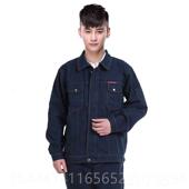 高档牛仔作服套焊接工作服机器理汽车修理工工作服上装 衣加厚牛仔