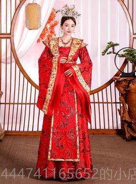 高档唐朝服公主古装汉服女红色宫廷古代帔嫁衣凤皇冠霞戏服后装杨