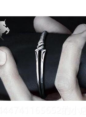 高档财纯银手炼欧美新潮覆古朗尼命运之矛男一女个性化配饰手炼银