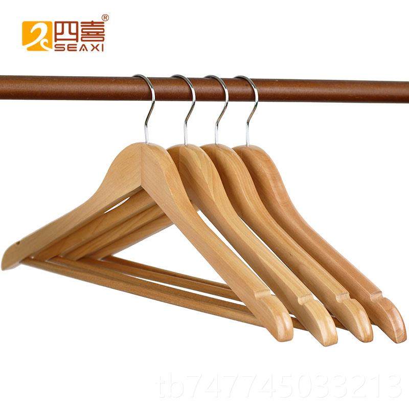新款四喜架实木复撑古加厚2.衣0防衣挂服装店酒店木质衣滑无痕衣