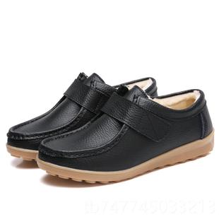 新款冬新款真皮棉鞋护士鞋美容平滑加绒妈妈院防鞋舒适保暖底工作