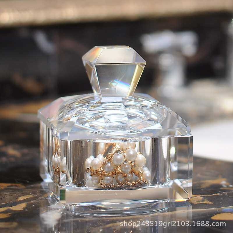 水晶饰品盒储物罐收纳盒首饰盒 卧室梳妆台装饰摆件样板房摆件,3C数码配件,摄像机配件,淘宝优惠券,粉丝福利购,淘宝优惠卷