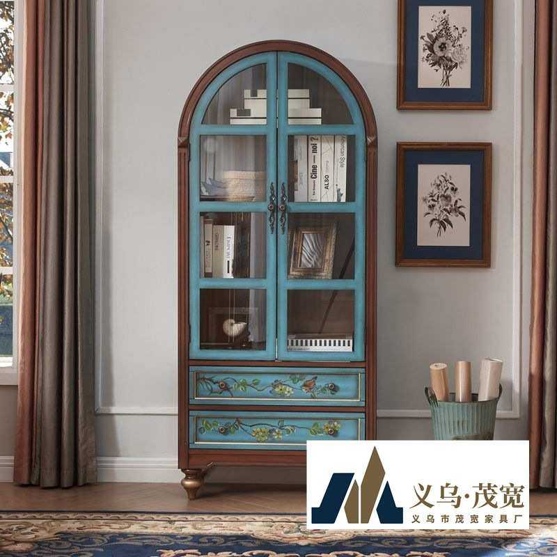 美式书柜酒柜实木带玻璃餐边柜立柜书房客餐厅家具大容量免安装,3C数码配件,摄像机配件,淘宝优惠券,粉丝福利购,淘宝优惠卷