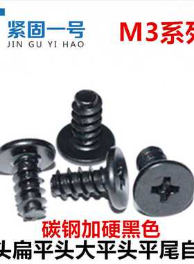 M3*4*5*6*8*10*12*14薄头扁平头大平头平尾自攻螺丝钉CB3加硬黑色