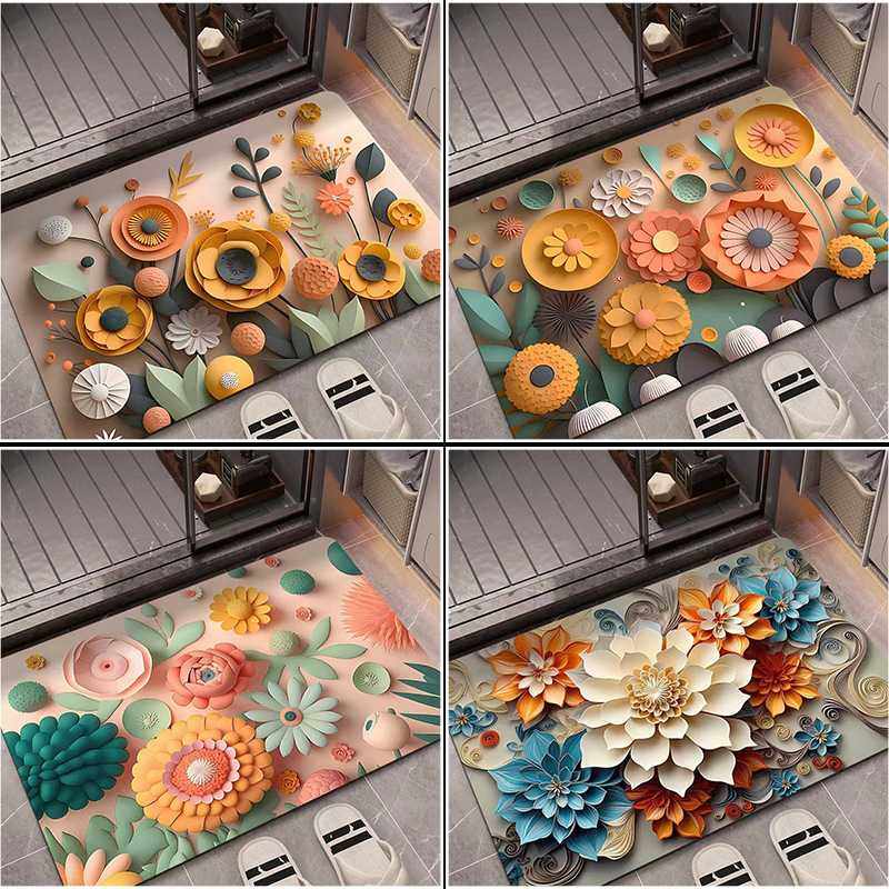 3D油画硅藻泥吸水地垫子防滑地垫浴室门口速干卫浴地毯卫生间脚垫,居家布艺,厨房地垫,淘宝优惠券,粉丝福利购,淘宝优惠卷