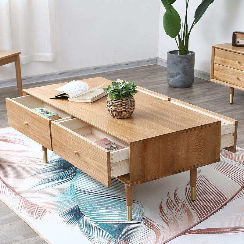 茶几实木茶几白橡木色铜脚咖啡桌模型制作工具/辅料耗