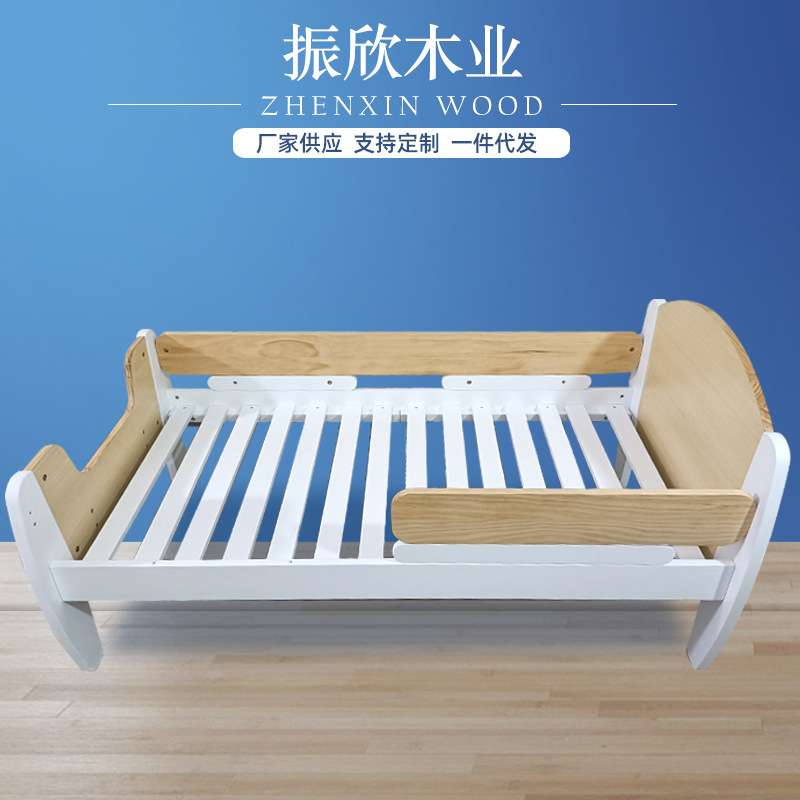 厂家供应 青少年床 纯实木白色床育儿所家用儿童单人床带护栏白床