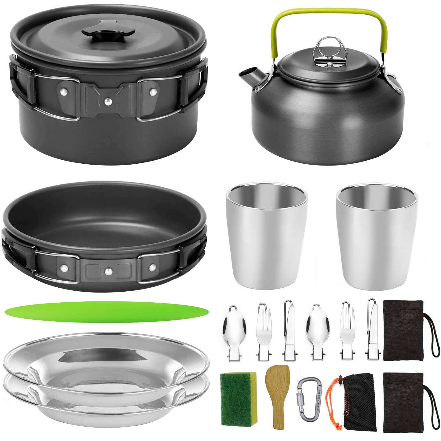 户外用品亚马逊热卖野营套锅茶壶套装折叠烧烤锅具户外炊具装备
