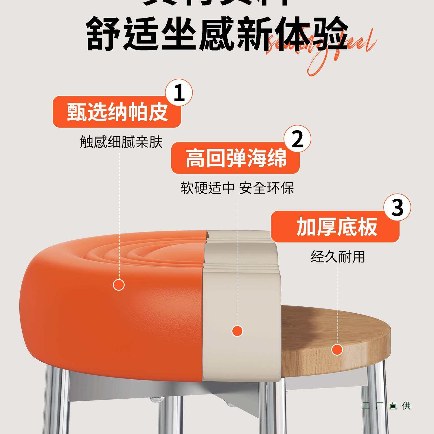 高脚凳子吧台椅商用铁艺圆凳子酒吧椅前台收银高凳子厨房岛台吧凳