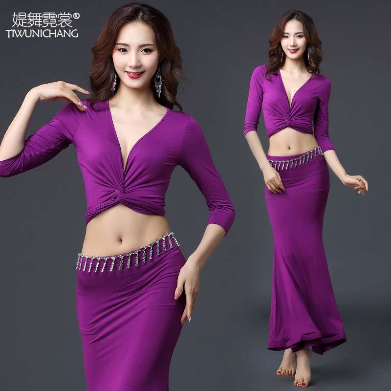 金航肚皮舞2020新款服装女春夏练功服套装莫代尔鱼尾长裙初学者舞