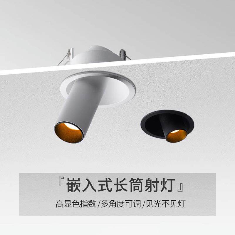 长筒射灯嵌入式重点照明照画360度旋转调角度设计师餐厅创意长鼻