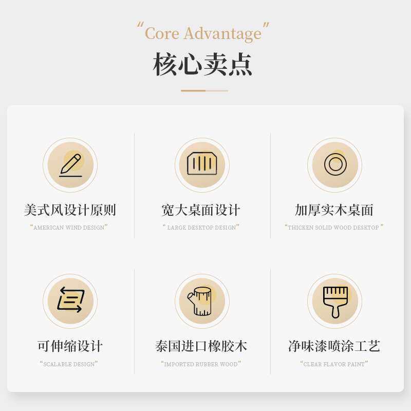 美式餐桌可伸缩折叠椭圆家用可变圆桌乡村复古全实木餐桌椅组合