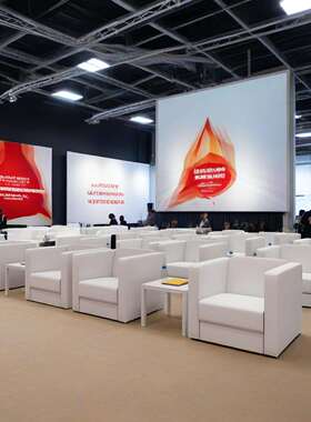 接待商务会议白色沙发茶几组合办公前排会展晚会沙发单人沙发活动