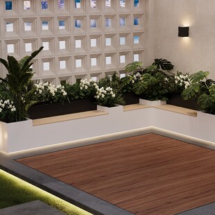 户外阳台露台花箱庭院种植箱花坛组合休息椅座椅长凳发光隔断围栏