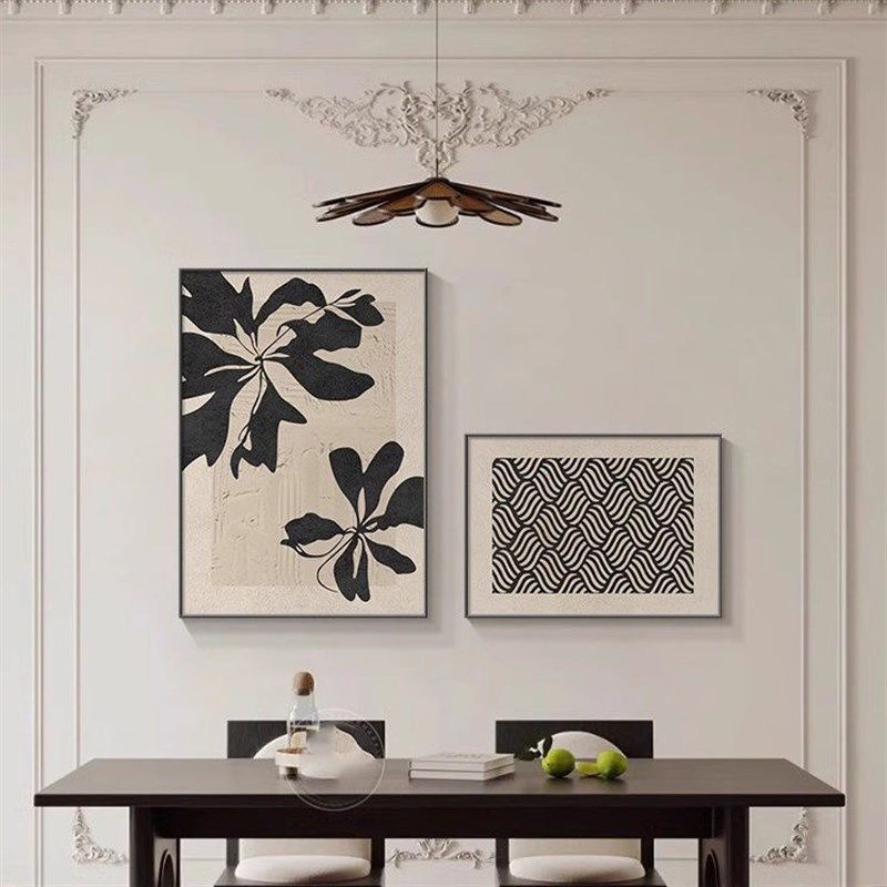 中古风组合餐厅挂画轻奢高级感客厅装饰画抽象花卉沙发背景墙壁画,家居饰品,现代装饰画,淘宝优惠券,粉丝福利购,淘宝优惠卷