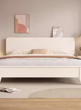 北欧白色实木床1.5m单人床现代简约风家用主卧1.8m双人大床储物床