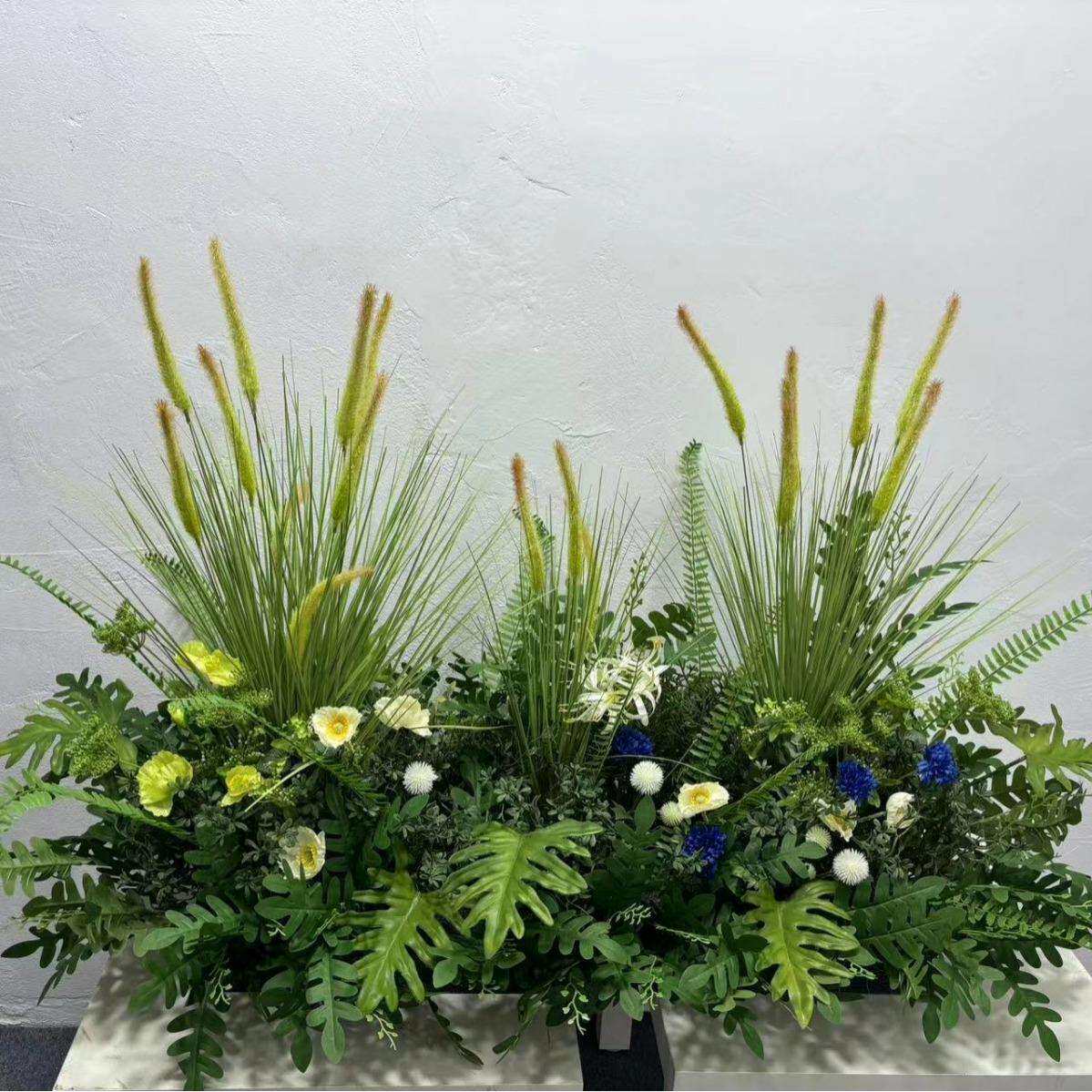 小型仿真绿植造景室内布置装饰假花丛婚庆路引酒店蝴蝶兰盆景景观