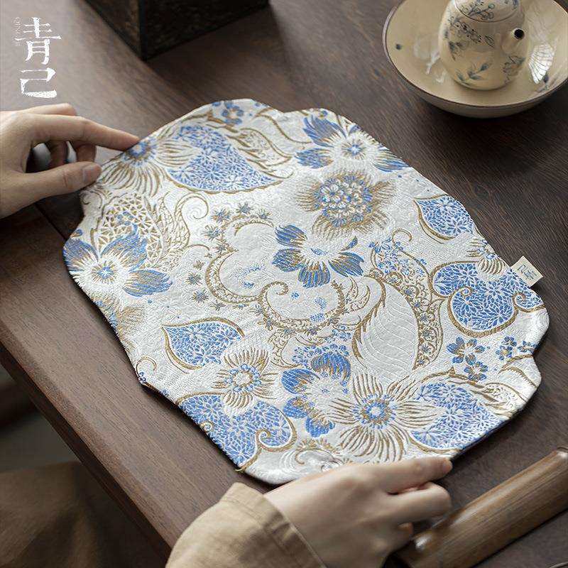 青己 海棠茶席中式刺绣干泡桌旗茶道配件茶桌隔热加厚布垫家用,玩具/童车/益智/积木/模型,毛绒/玩偶/公仔/布艺类玩具,淘宝优惠券,粉丝福利购,淘宝优惠卷