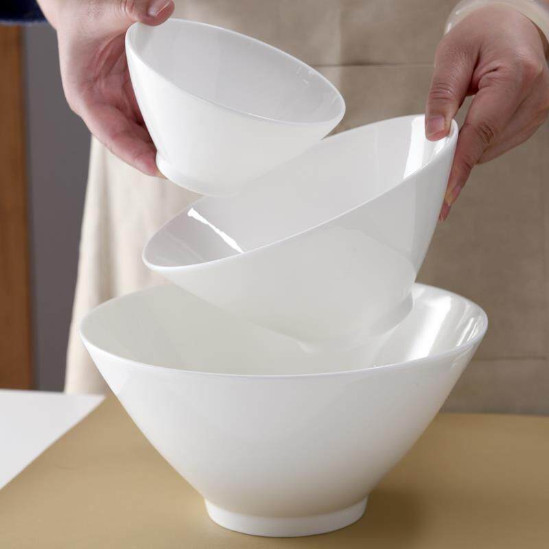 复古斗笠碗家用小碗5英寸商用骨瓷饭碗陶瓷小斗笠碗6寸米饭碗