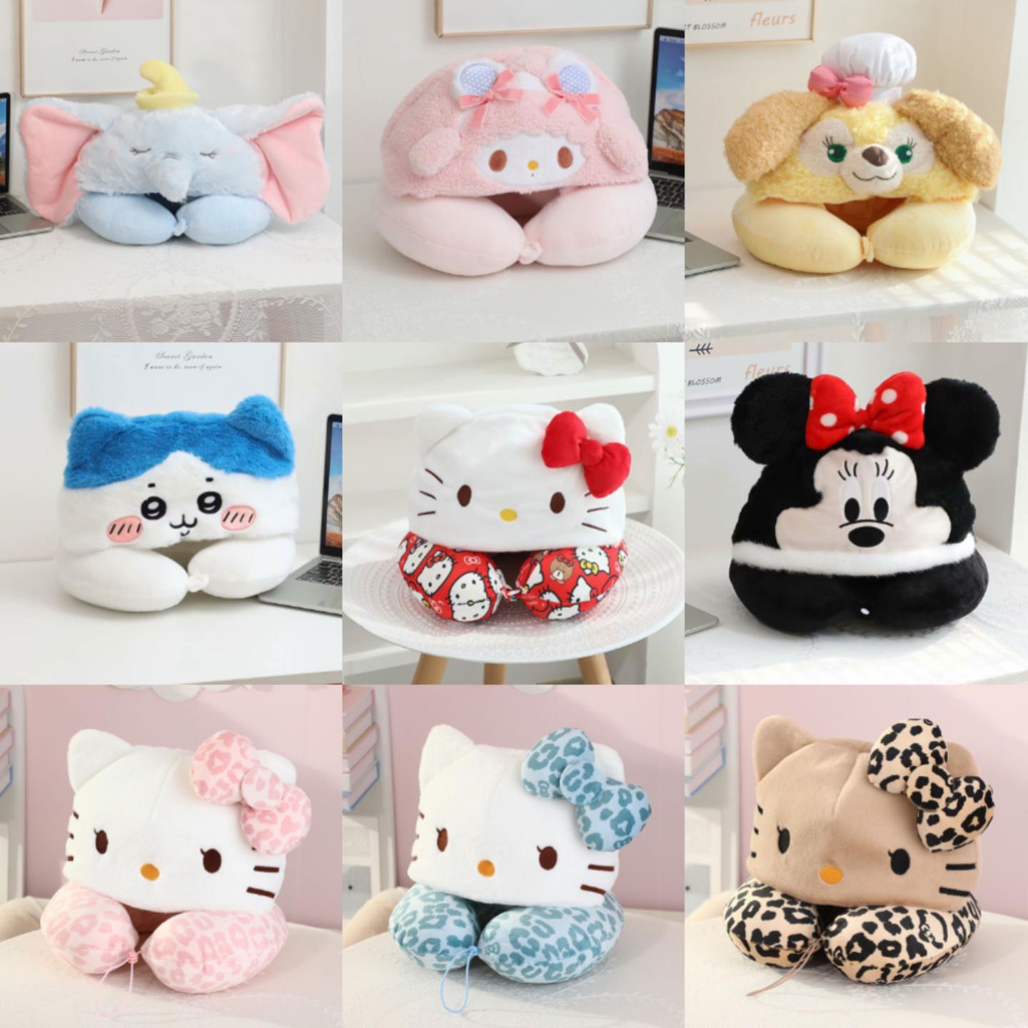 日系卡通动物连帽U型护颈枕