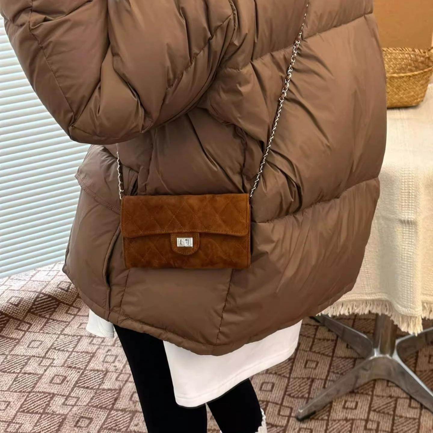 小香风菱格链条斜挎包秋冬新款复古百搭小方包卡包钱包手机包女