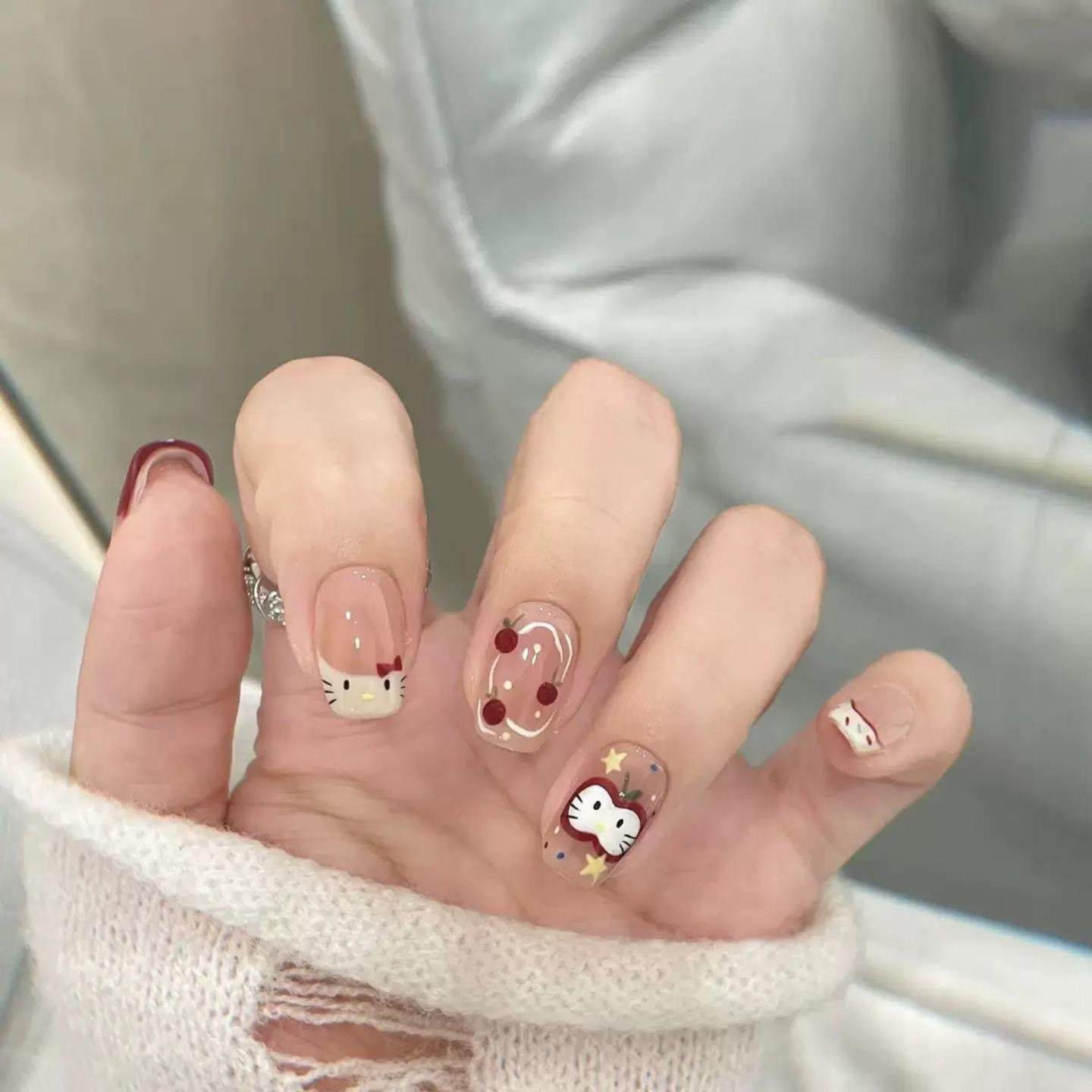 超可爱苹果kitty显白儿童穿戴甲美甲可拆卸短甲片手工甜妹ins手绘,玩具/童车/益智/积木/模型,儿童穿戴/装扮类玩具,淘宝优惠券,粉丝福利购,淘宝优惠卷